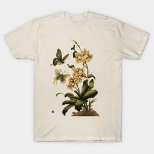 Butterfly and Orchid, Traditional Eastern Asian Style T-Shirt